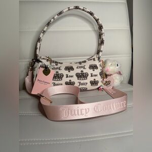 NWT Juicy Couture Viral Juicy Festival Cream & Chocolate Shoulder Bag with Bear